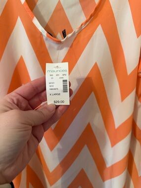 Maurices Orange and White Chevron Blouse